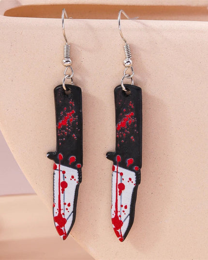 Punk Halloween Bloody Knife Drop Earrings Dagger Scissors Saw Dangle Hooks Earrings for Women Girls Night Party Jewelry Gifts