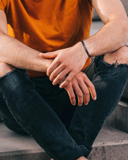 Vnox Gothic Black Cuban Chain Bracelets for Men, Stainless Steel Flat Miami Curb Links Wristband, Simple Metal Jewelry