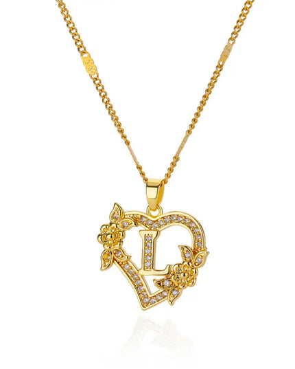 Heart Initial Letter Necklaces For Women Gold Color Stainless Steel Chain A-Z Alphabet Pendant Necklace Birthday Jewelry Gift