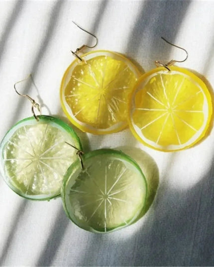 New Fashion Fruit Transparent Pearl Colored Lemon Earrings Y2k Women's Creative Jewelry