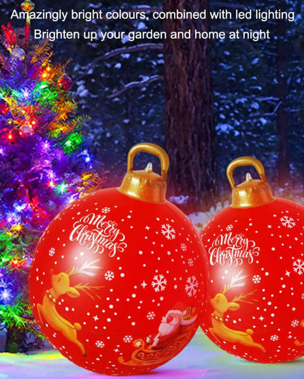 24 Inch Inflatable Christmas Balls New Years Christmas Ornaments with Lights PVC Giant Inflatable Christmas Balls Holiday Decor
