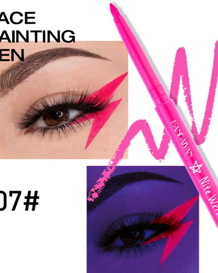 Fluorescent UV Light Neon Eyeliner Pen Waterproof Yellow Purple Orange Color Gel Eye Liner Pencil Eyes Make Up Cosmetics Tool