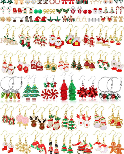 23 Pairs Christmas Earrings for Women Xmas Holiday Dangle Earrings Christmas Stud Tree Snowflake Bow Bells Light Earrings Bulk