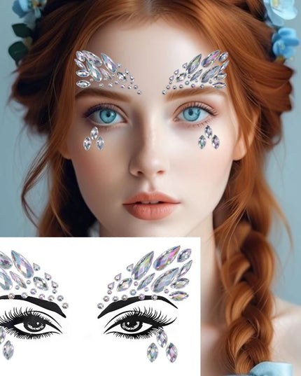 3D Rhinestone Face Sticker Festival Party Glitter Diamond Makeup Jewelry Face Tattoo Sticker Crystal Gems Jewels Face Decoration