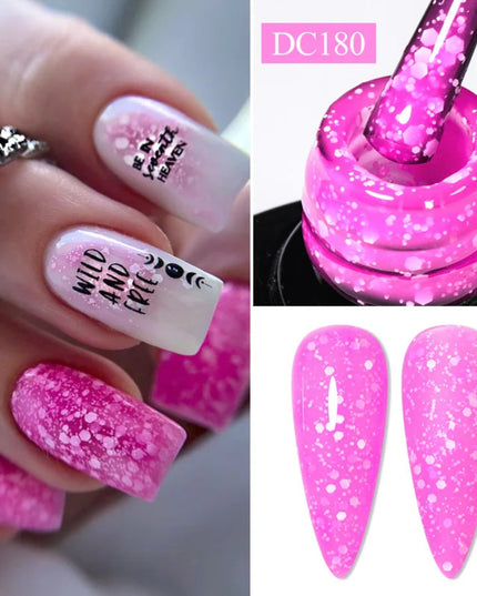 7ml Snowflake Gel Nail Polish UV LED Semi Permanent Milky White Pink Glitter Snow Sequins Gel Nails Art Design Varnish Manicure