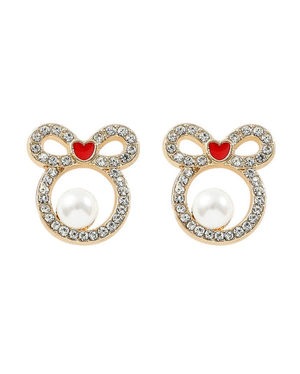 Disney-Cute Cartoon Stitch with Flower Stud Earrings for Women and Teen Girls, Lovely Ear Accessories, Jewelry Gifts for Fans