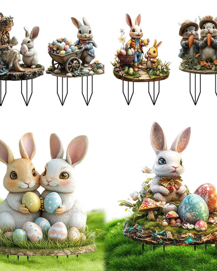 Easter Acrylic Yard Ornaments Multi-Function Courtyard Statue Waterproof Patio Sculpture