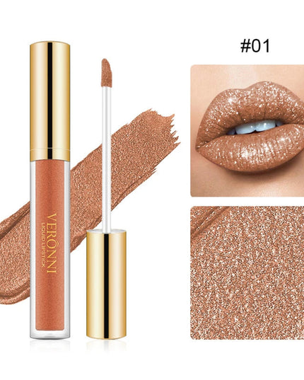 15 Color Glitter Liquid Lipsticks Shimmer Shiny Lipgloss Pearlescent Lip Tint Waterproof Long Lasting Matte Diamond Lips Glaze