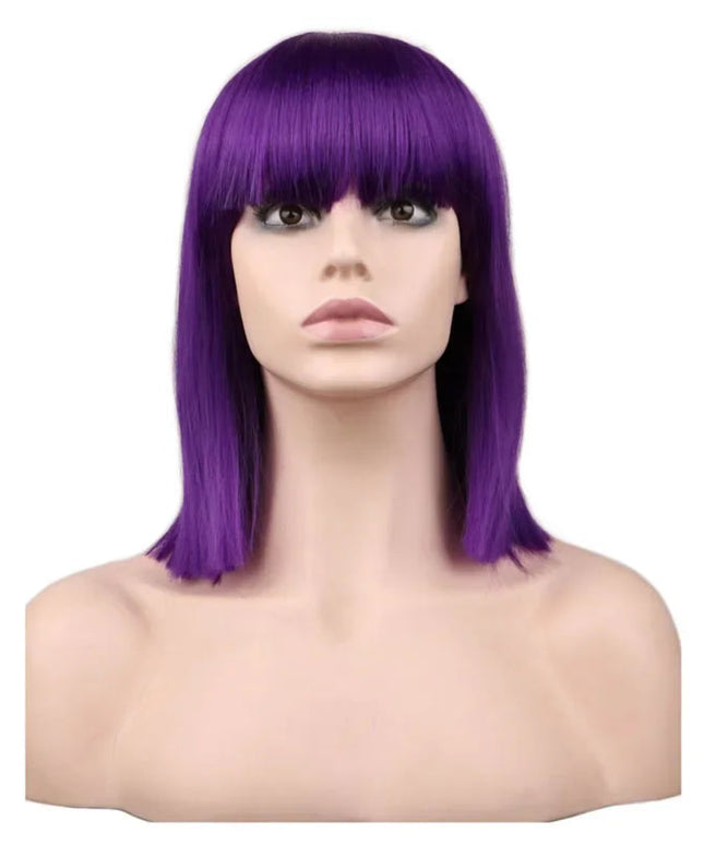 Anime Ennui Short Purple Wig Costume Wig for Halloween Cosplay Party Synthetic Party Fairy inside out Wigs