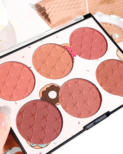 Six-color blush plate girl's heart waterproof matte pearl multi-color nude makeup natural grooming students