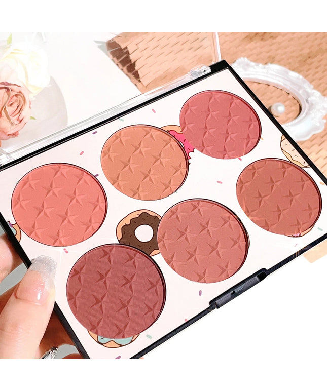 Six-color blush plate girl's heart waterproof matte pearl multi-color nude makeup natural grooming students