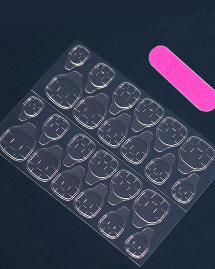 24 Square Short Fake Nails +1 Nail File +1 Piece of Jelly Glue