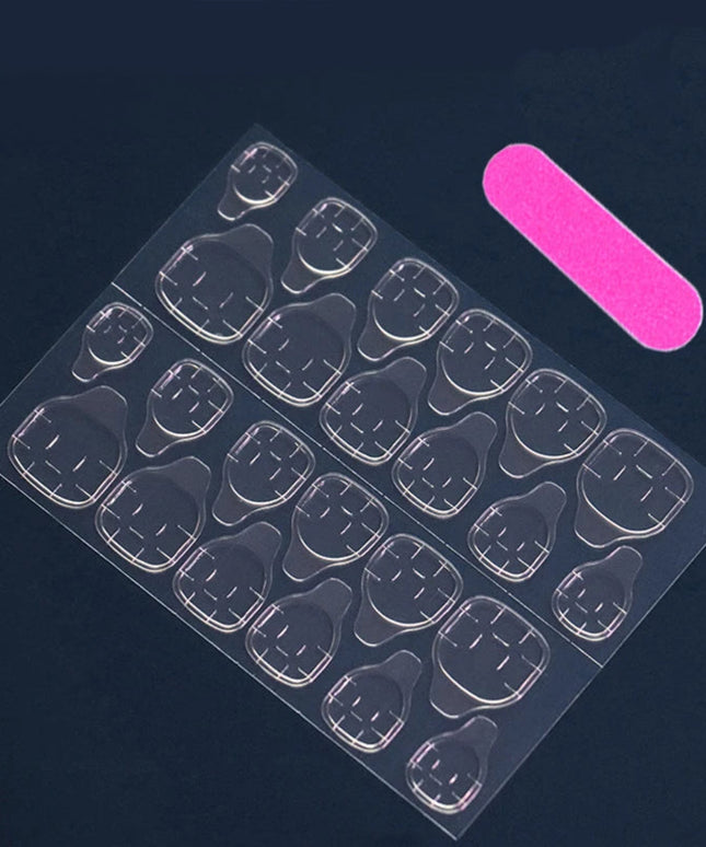 24 Square Short Fake Nails +1 Nail File +1 Piece of Jelly Glue