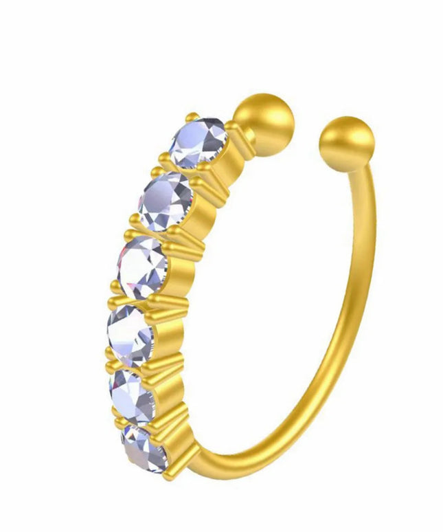 Fashion Single-row Miniature Zircon Nose Rings for Women Fine Drill Exquisite with Drill Opening Fake Nose Piercing Jewelry