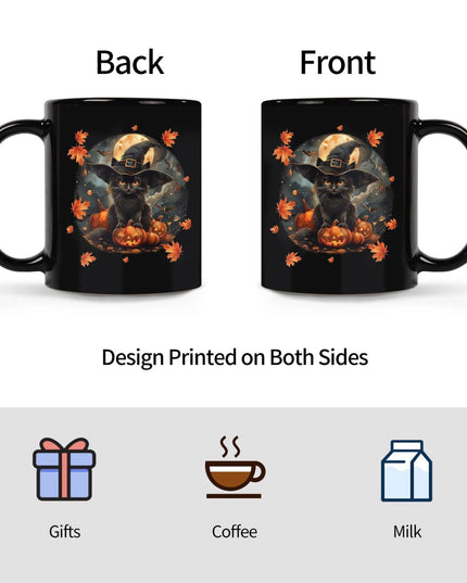 1PC, Cat Mug 11Oz ,Cat Pumpkin Coffee Mug Cat Lover Gifts For Women - Goth Mug Cat Gifts Goth Gifts For Women Men