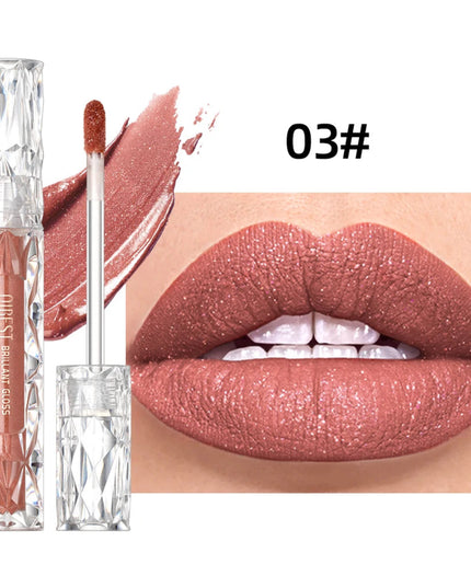 QIBEST Waterproof Diamond Shimmer Glitter Lipgloss Matte Liquid Lipstick Shiny Pearl Lip Glaze Long Lasting LipTint Women Makeup