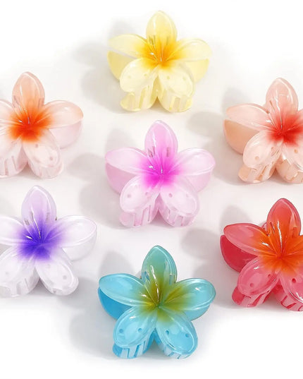 New Hawaiian Gradient Hair Clips Women Flower Hair Claws Shark Hairpins Vacation Beach Style Hairpins Hair Accessories