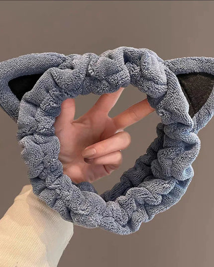 Face Wash Headband Hairband With Cat Ears Coral Fleece Cartoon Cute Creative Hair Accessories