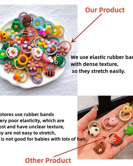 40/50/60Pcs/Lot Children Kids Hair Accessories Cartoon Elastic Hair Bands Baby Head Rope Small Animal Cute Girls Headdress
