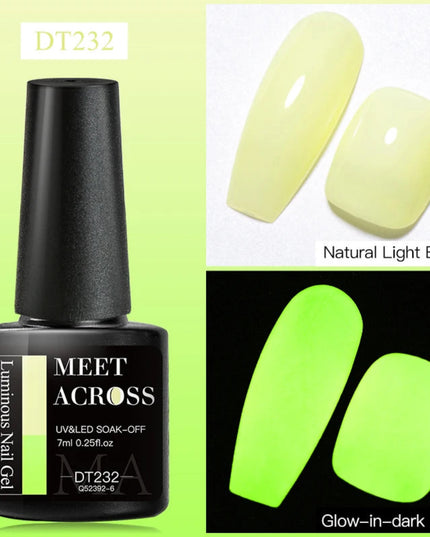 MEET ACROSS 7ml Fluorescent Neon Gel Nail Polish Sparky Semi Permanent Soak Off Nail Art UV LED Gel Varnish For Manicure
