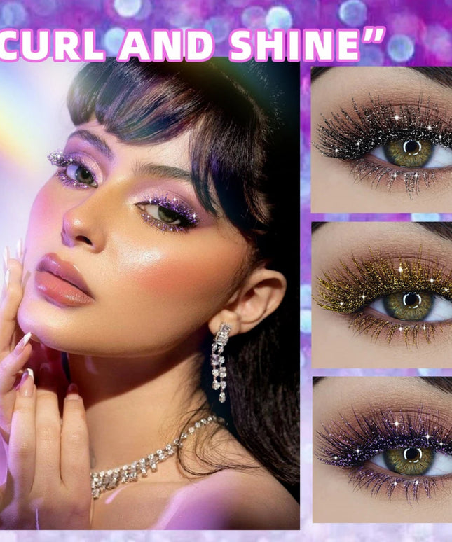 QIBEST 3 Colors Diamond Glitter Mascara Long Lasting Makeup 3D Volume Eyelashes Curling Shimmer Mascara Eye Lash Female Cosmetic