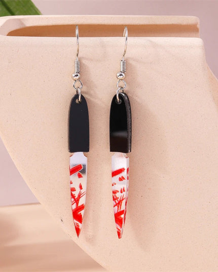 Punk Halloween Bloody Knife Drop Earrings Dagger Scissors Saw Dangle Hooks Earrings for Women Girls Night Party Jewelry Gifts