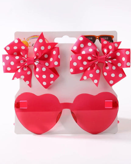 3Pcs/Pack Solid Dot Hair Bows Clip Girls Boutique Bowknot Hair Clips Kids Colorful Heart Sun Glasses Children Hair Accessories