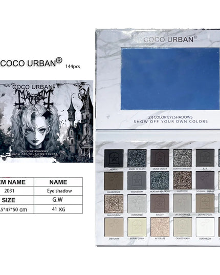 24 Color Vampire Diaries Eyeshadow Palette Dark Elf Gothic Matte Shimmer Dual Finish 12H Wear No Clumping High PigmentPerfect