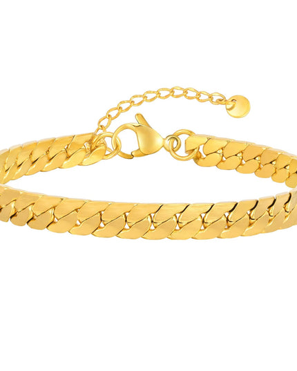 Vnox Gothic Black Cuban Chain Bracelets for Men, Stainless Steel Flat Miami Curb Links Wristband, Simple Metal Jewelry