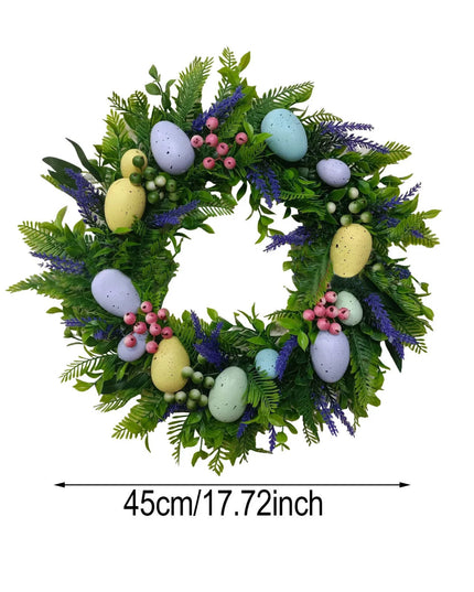 Spring Easter Egg Wreath With Sheep Ear Leaf Front Door Sparkling Egg Green Leaf Door Flower Ring With Advent Wreath Craft