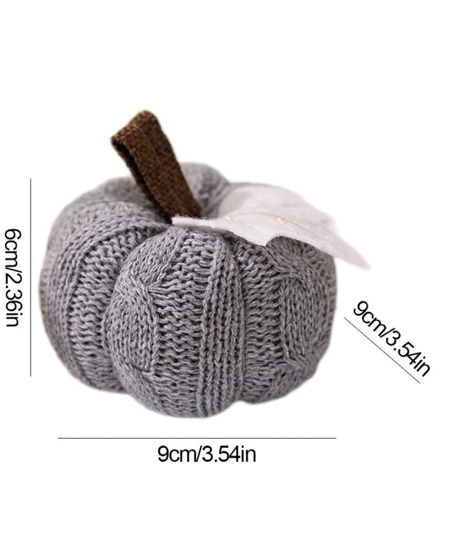 1-3PCS Autumn New Knit Mini Pumpkin with Maple Leaf Decoration Halloween Thanksgiving Day Kitchen Centerpiece Ornament Gifts