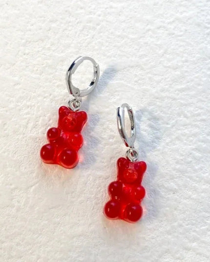 Cute Acrylic Candy Gummy Bear Dangle Earrings for Women Rainbow Bear CZ Hoop Earrings 2022 Korean Fashion Sweet Girl Jewelry