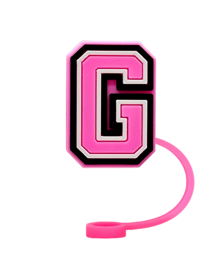 10mm Pink Letter Straw Cover Caps 1PCS Accessories For Cups,Soft Silicone Alphabet Straw Topper Drinkware,Dustproof Straw Caps