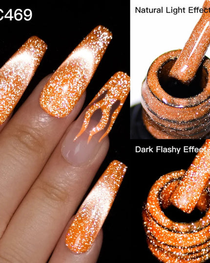 7ML Reflective Glitter Cat Magnetic Gel Nail Polish Fluorescent Neon Color Magnetic Gel Semi Permanent UV LED Varnish Nails Art