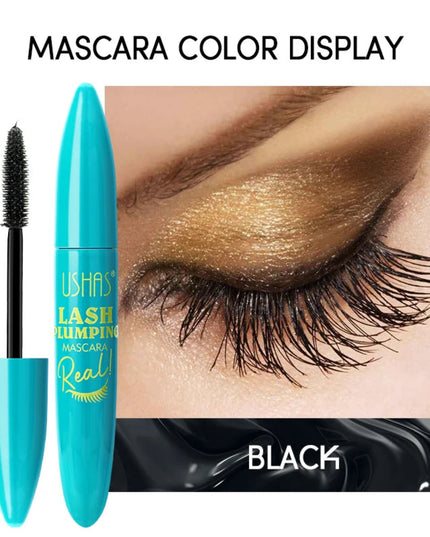 USHAS Ultra Long Lasting Mascara 4D Waterproof Mascara Liquid Fiber Mascara 360 Degree Spiral Brush Eyelashes Extension Makeup