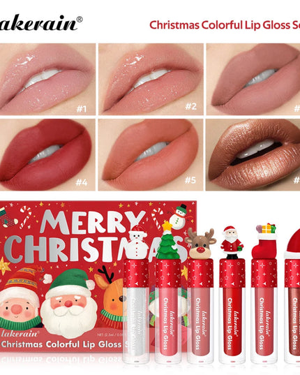 Lake rain Christmas Lip Gloss Set Long Lasting Moisturizing Waterproof Portable Travel Kit Ideal Thanksgiving Christmas Gift