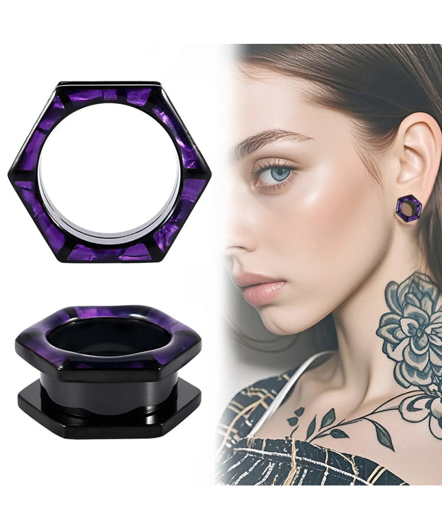 1PC Stainless Steel Shell Internally Threaded Hollow Ear Plugs Tunnel Gauge Stretching Expander Body Piercing Jewelry 8-25mm