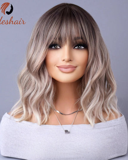 Synthetic wig 2023 New Internet celebrity style with fringe gradually light gray wigs European and American