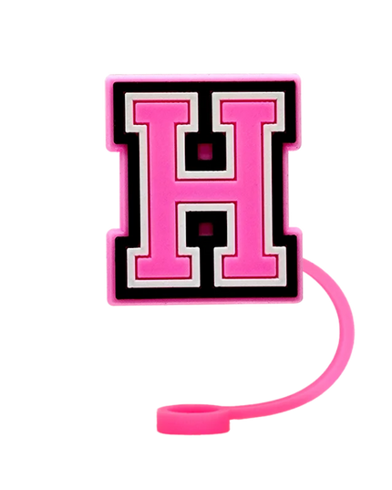 10mm Pink Letter Straw Cover Caps 1PCS Accessories For Cups,Soft Silicone Alphabet Straw Topper Drinkware,Dustproof Straw Caps