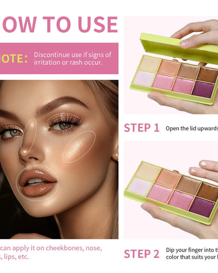 8-color cream highlighter Eye and face highlighter contouring Highlighter Palette