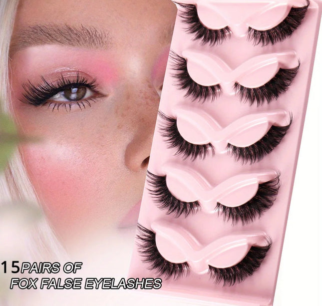 3Boxes(15Pairs) Cat Eye Lashes Fake Eyelashes Natural long Manga Lashes Winged End Eye Elongated Eyelashes Fake Lashes Makeup