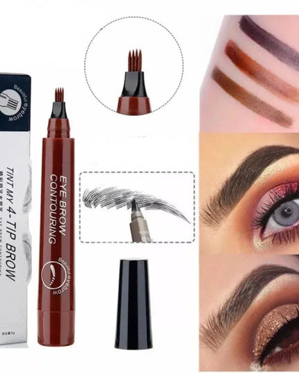 4 Point Eyebrow Pencil 4 Prong Tip Eyebrow Pen 4 Fork Eyebrow Pencil Waterproof Liquid Eyebrow Pencil Long Lasting Like Real