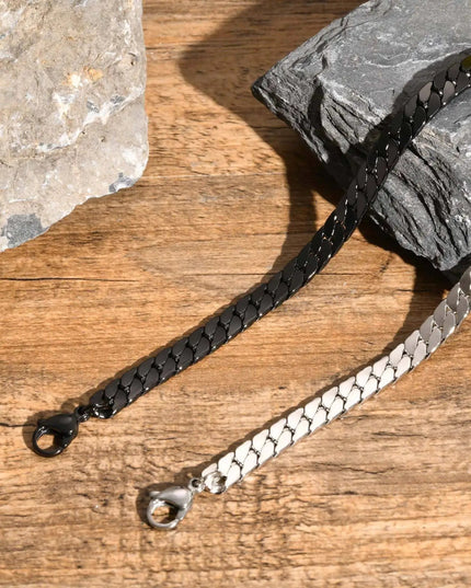 Vnox Gothic Black Cuban Chain Bracelets for Men, Stainless Steel Flat Miami Curb Links Wristband, Simple Metal Jewelry