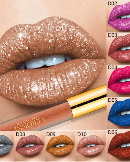15 Color Glitter Liquid Lipsticks Shimmer Shiny Lipgloss Pearlescent Lip Tint Waterproof Long Lasting Matte Diamond Lips Glaze
