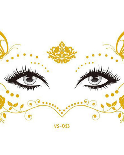 Glitter Stickers Face Tattoo Flash Gold Temporary Metalic Tattoos Waterproof Makeup Decals for Girls Party Music Festival