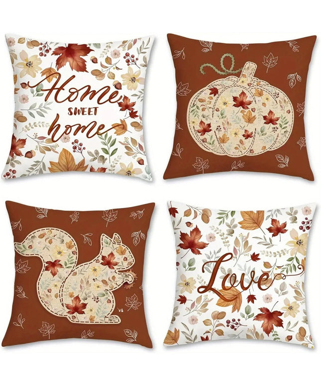 Home Decor Autumn-Themed Pillowcases With Love And Home Pattern Cushion Cover Suitable For Sofa Bedroom Car Pillow Cover