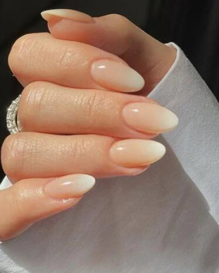24pcs Solid Color Press on Nails Gradient Design Acrylic False Nails Nude Pink Stick on Nails Simple Almond Nail Art for Girls