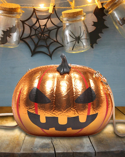 Pumpkin PU Leather Handbag Women Halloween Crossbody Bag Novelty Messenger Bag Crossbody Purse for Shopping Travel