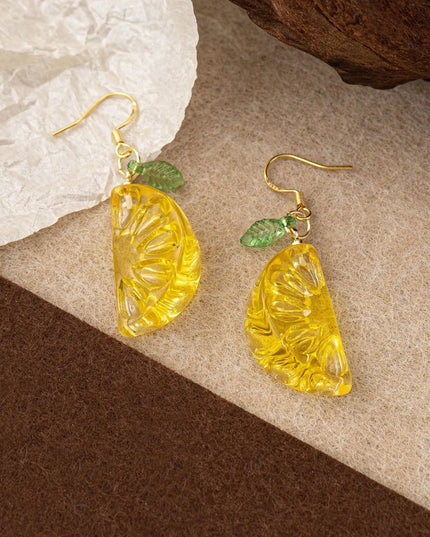 New Fashion Fruit Transparent Pearl Colored Lemon Earrings Y2k Women's Creative Jewelry