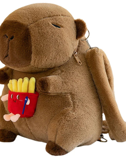 Capybara Plush Backpack for Kids - Cute Cartoon Animal Fur Backpack, School Bag & Shoulder Bag for Boys and Girls